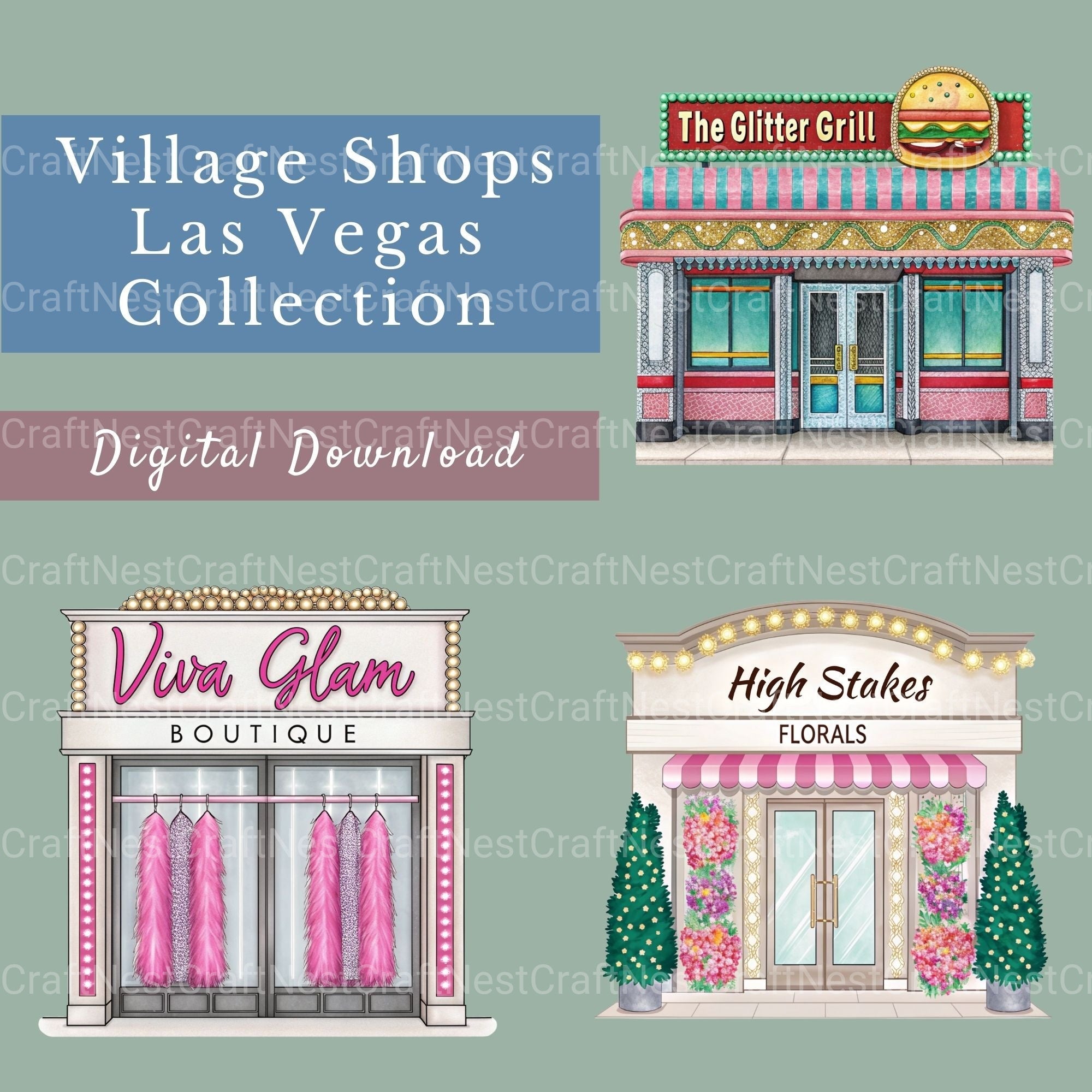 Village Shops Las Vegas Clipart Bundle