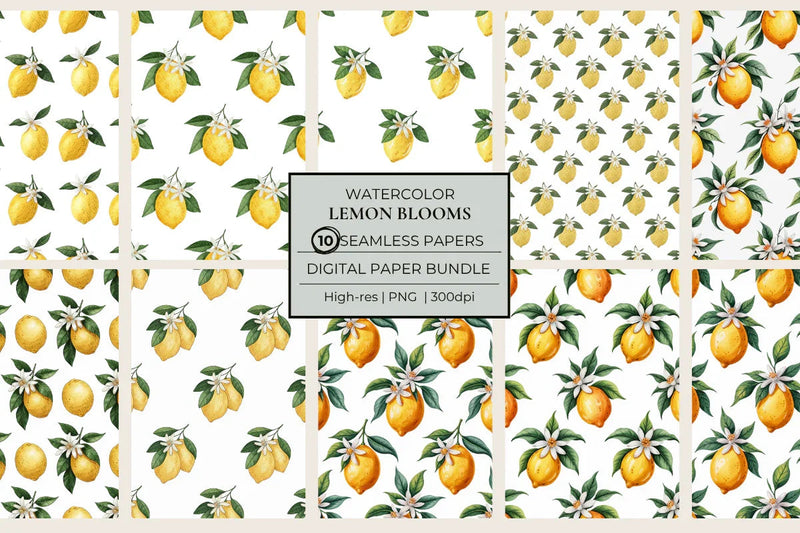 Lemon Blooms Seamless Papers - CraftNest - Digital Crafting and Art