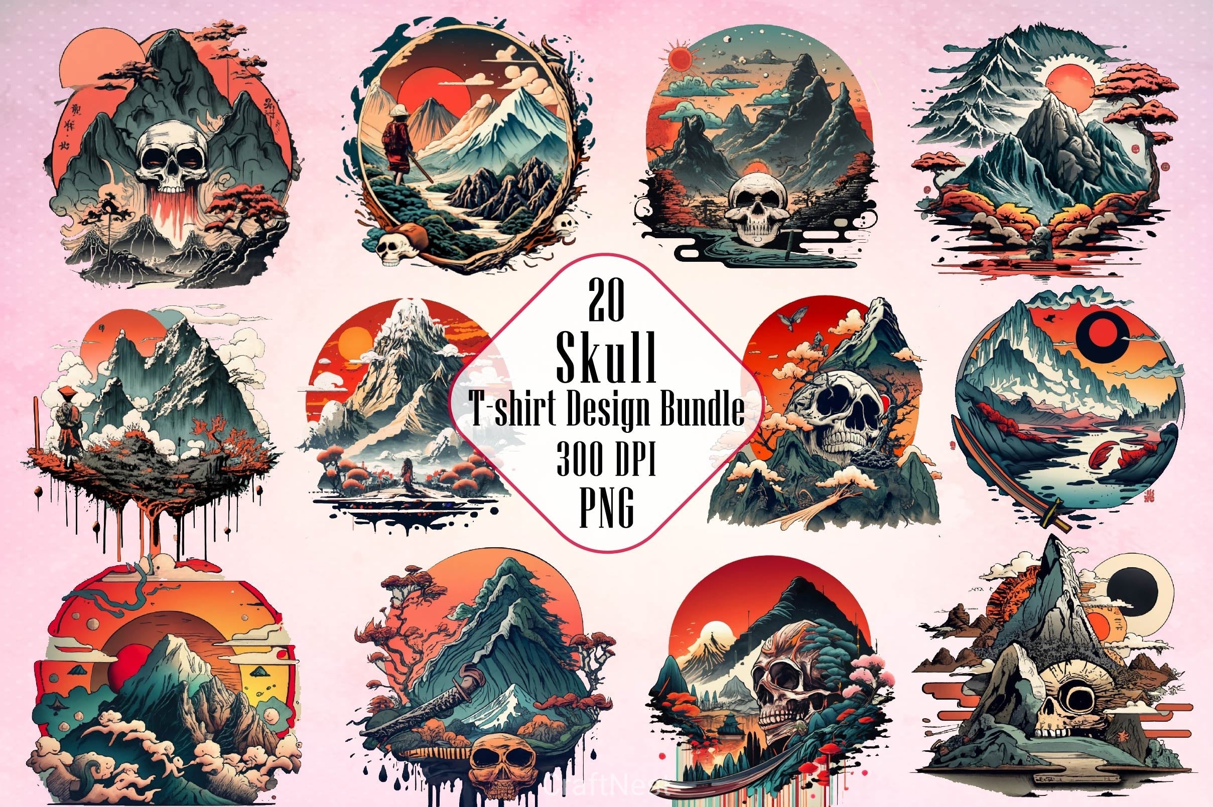 Skull T Shirt Design Clipart Bundle