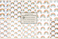 Rainbow Clouds Seamless Papers - CraftNest - Digital Crafting and Art