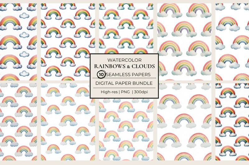 Rainbow Clouds Seamless Papers - CraftNest - Digital Crafting and Art