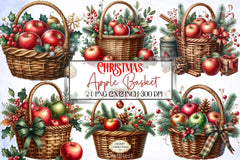 Christmas Apple Basket Clipart Bundle - CraftNest - Digital Crafting and Art
