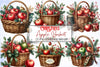 Christmas Apple Basket Clipart Bundle