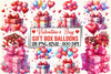 Valentine Gift Box Balloons Clipart Bundle