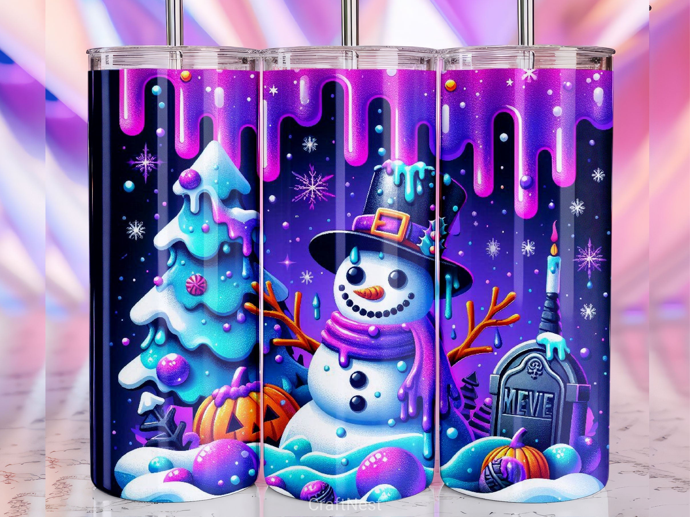 Cute Christmas Snowman Tumbler Wrap Bundle 2