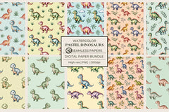Pastel Dinosaurs Seamless Papers - CraftNest - Digital Crafting and Art