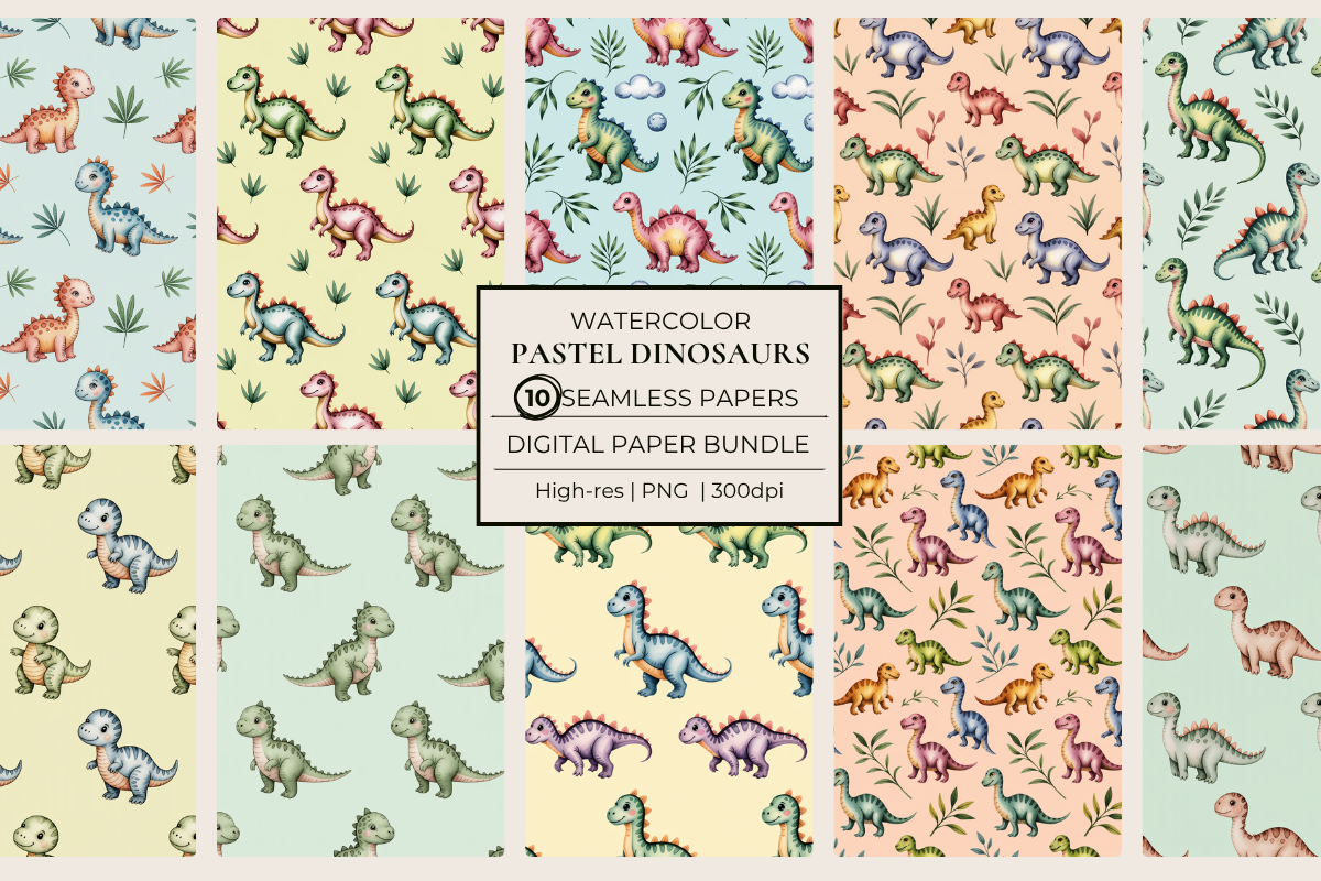 Pastel Dinosaurs Seamless Papers