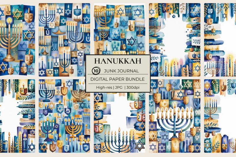 Hanukkah Junk Journal Papers - CraftNest - Digital Crafting and Art