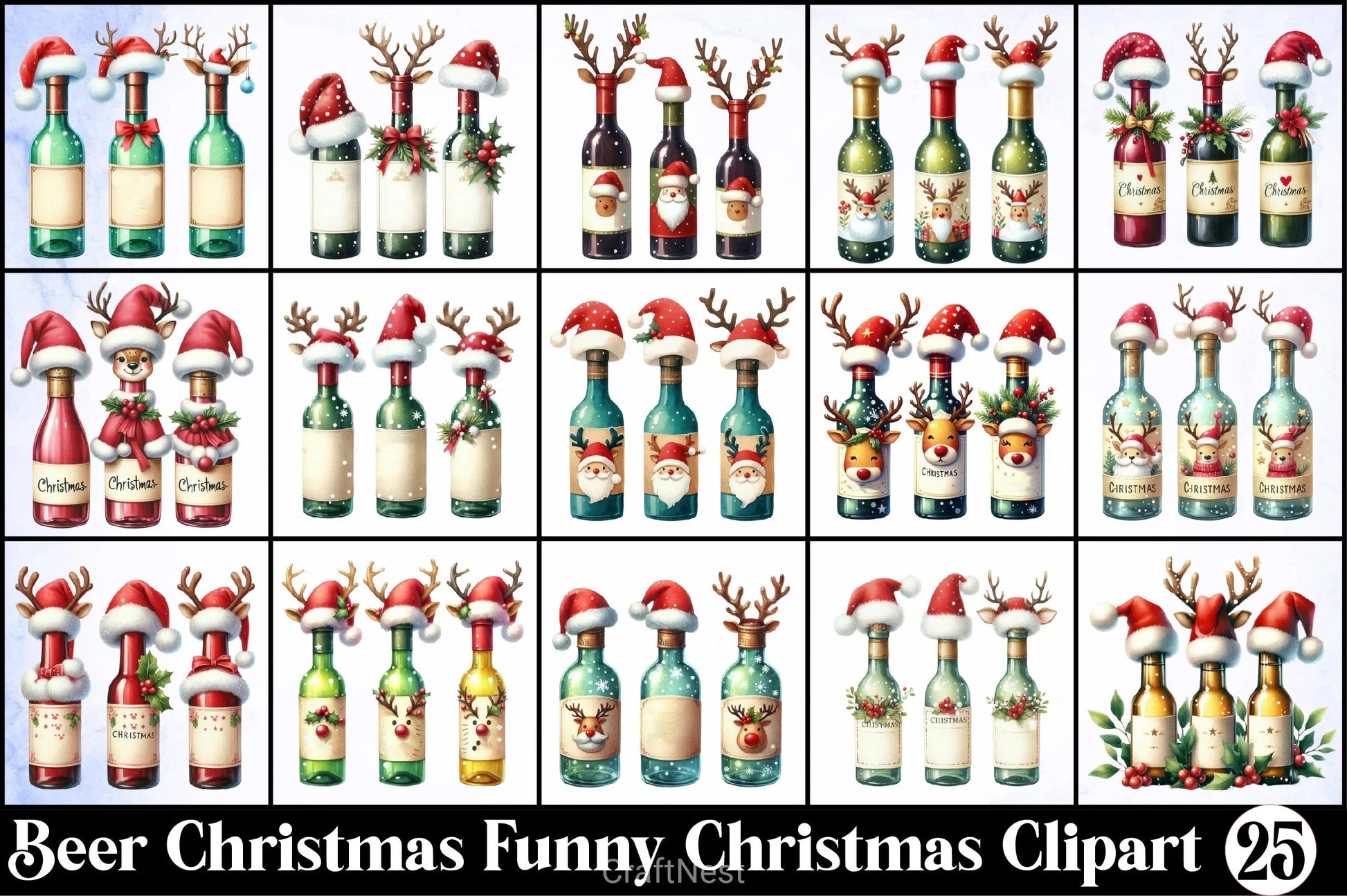 Beer Christmas Funny Clipart Bundle - CraftNest - Digital Crafting and Art