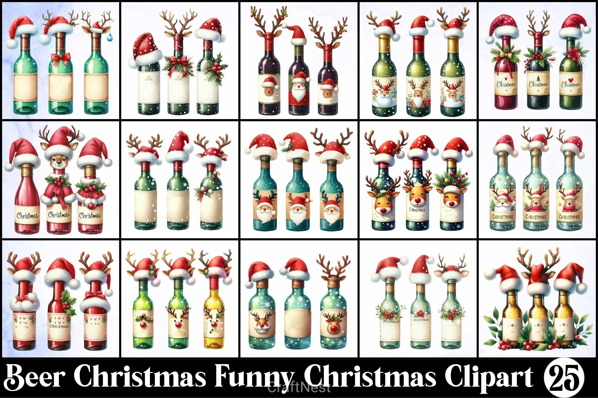 Beer Christmas Funny Clipart Bundle - CraftNest - Digital Crafting and Art