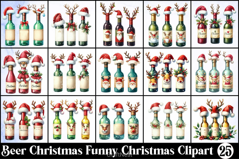 Beer Christmas Funny Clipart Bundle - CraftNest - Digital Crafting and Art