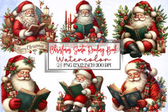 Christmas Santa Reading Book Clipart Bundle - CraftNest - Digital Crafting and Art