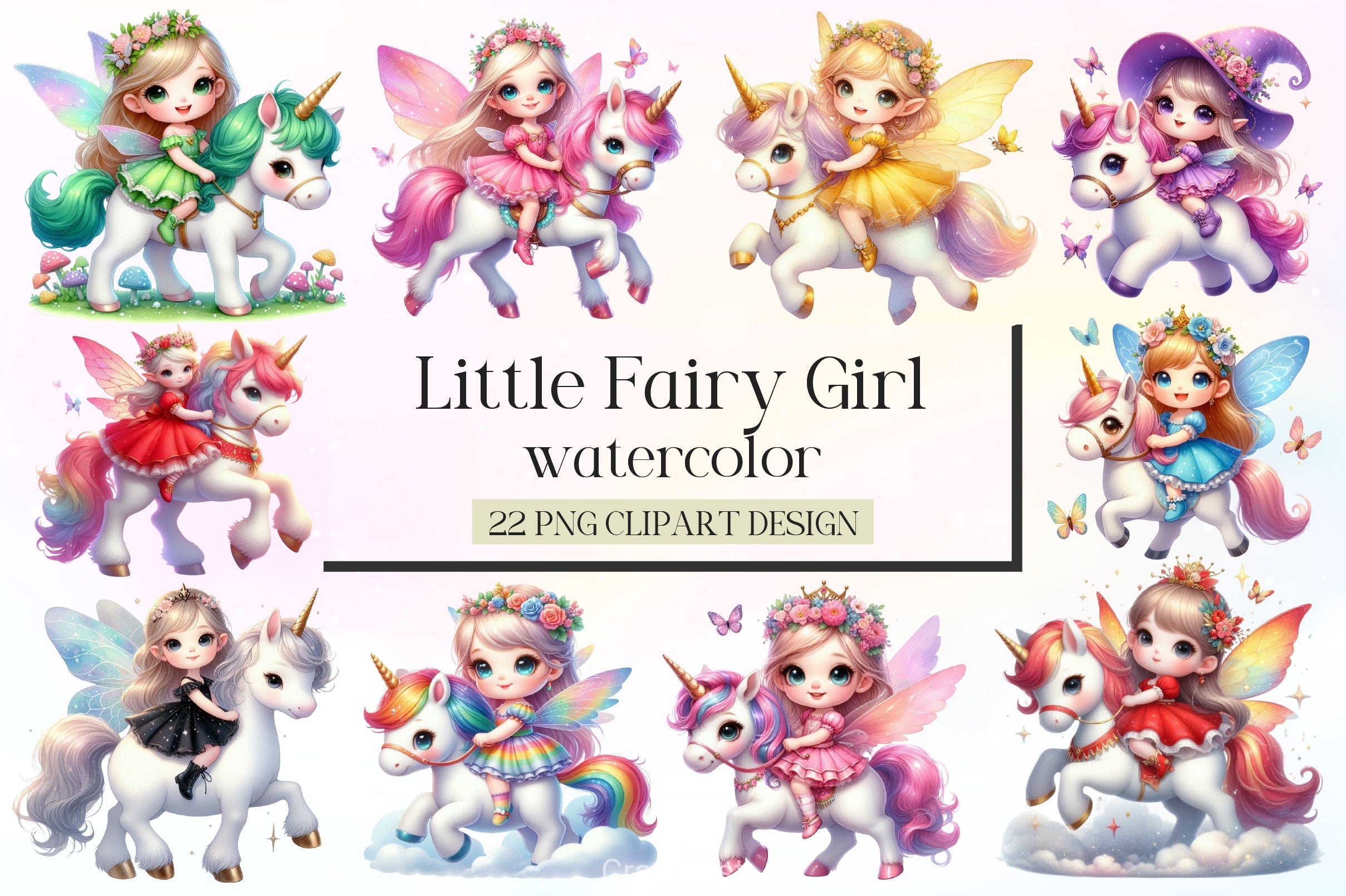 Little Fairy Girl Clipart Bundle