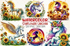 Sunflower Unicorn Clipart Bundle - CraftNest - Digital Crafting and Art