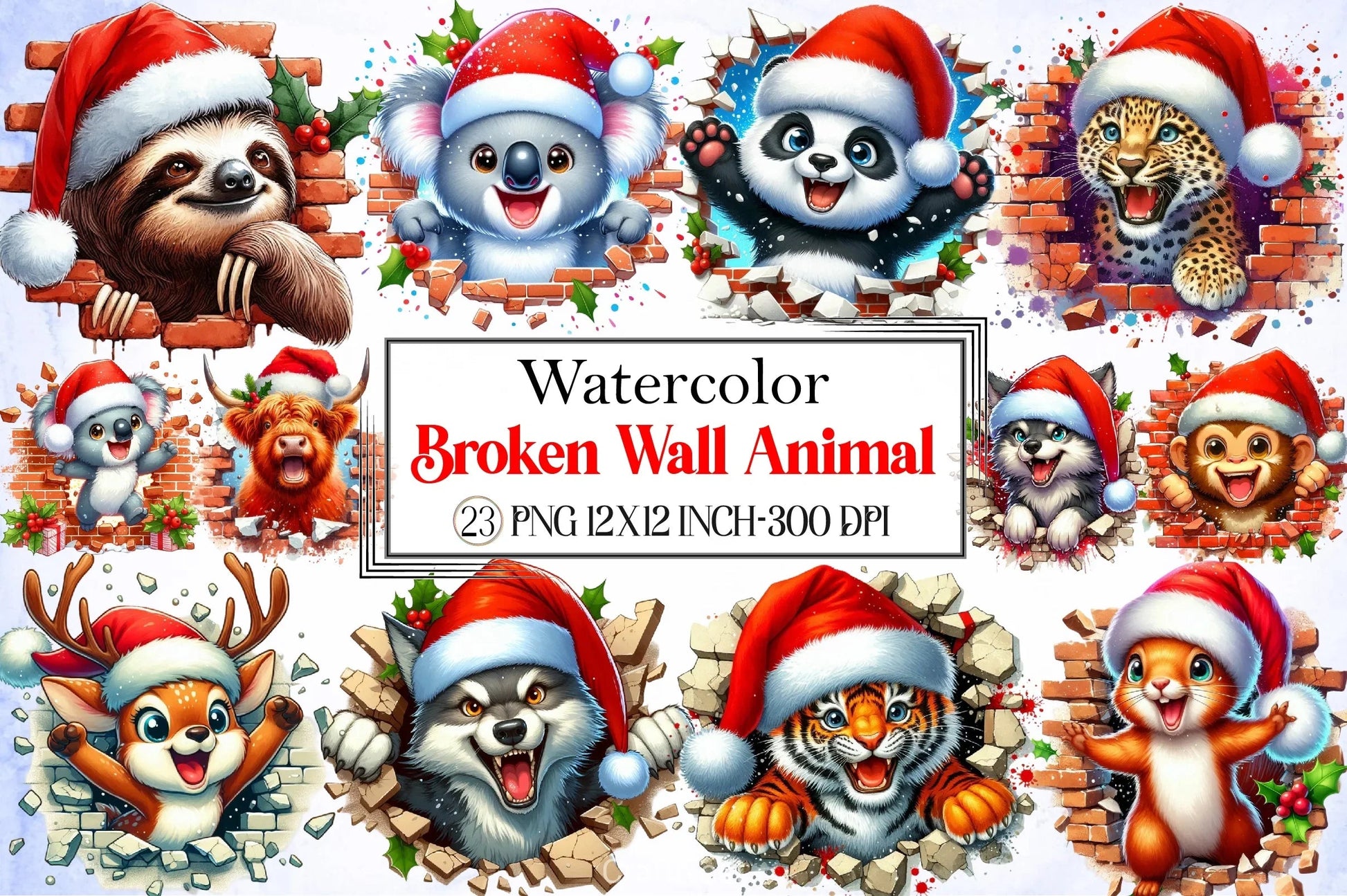 Christmas Wall Animal Clipart Bundle - CraftNest - Digital Crafting and Art
