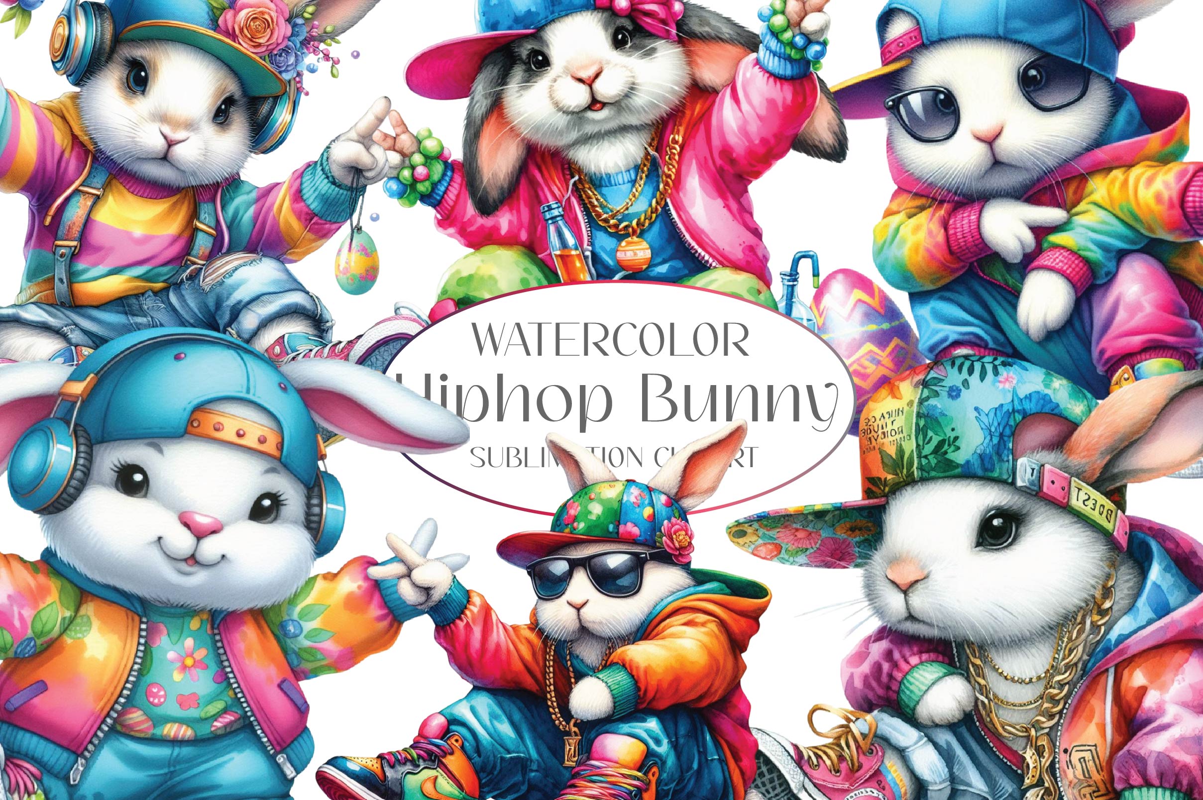 Hiphop Bunny Clipart Bundle