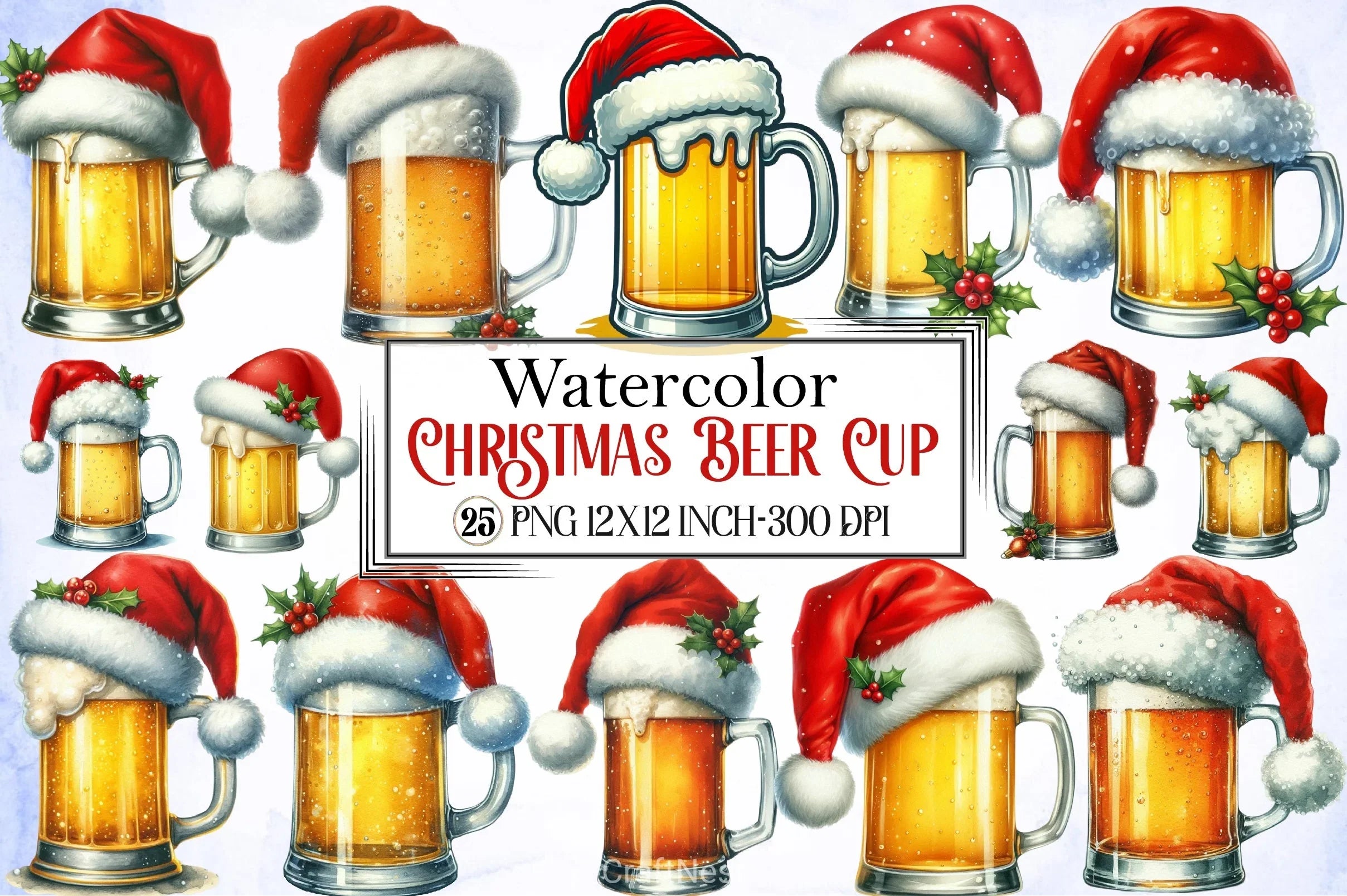 Christmas Beer Cup Clipart Bundle - CraftNest - Digital Crafting and Art