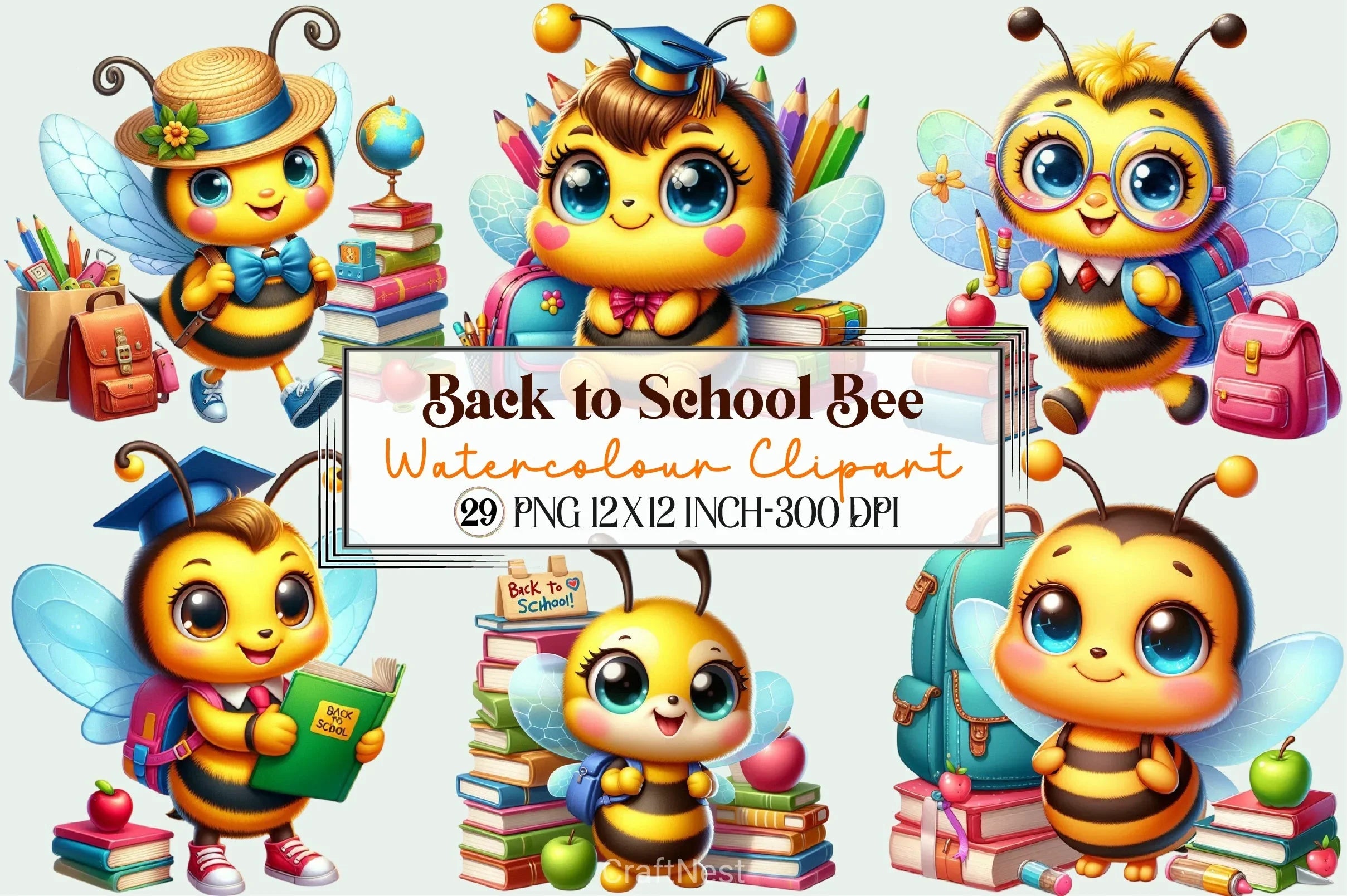 Back to School Bee Clipart Bundle