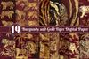 Burgundy And Gold Tiger Digital Paper