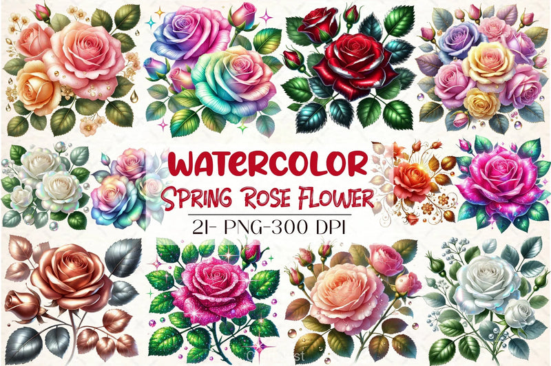 Spring Rose Flower Clipart Bundle 2 - CraftNest - Digital Crafting and Art