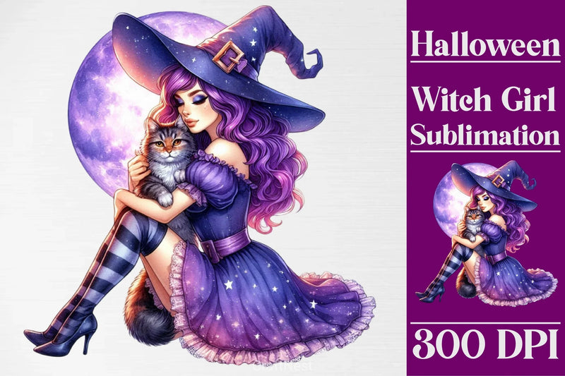 Halloween Witch Girl Clipart Bundle 7 - CraftNest - Digital Crafting and Art