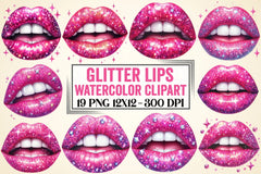 Glitter Lips Clipart Bundle - CraftNest - Digital Crafting and Art