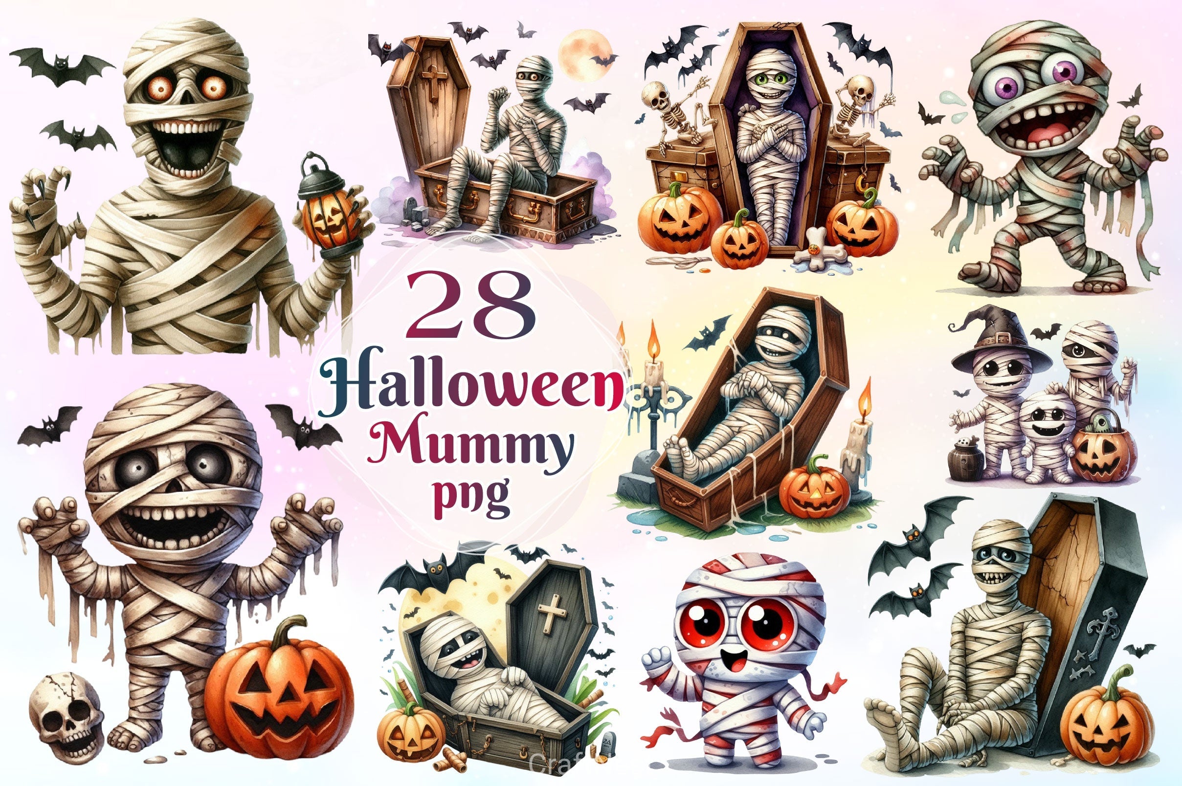 Halloween Mummy Clipart Bundle 2