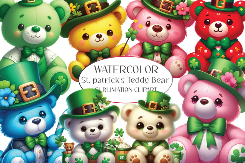 St Patrick's Teddy Bear Clipart Bundle - CraftNest - Digital Crafting and Art