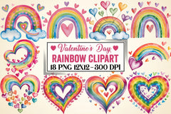 Valentine's Day Rainbow Clipart Bundle 2 - CraftNest - Digital Crafting and Art