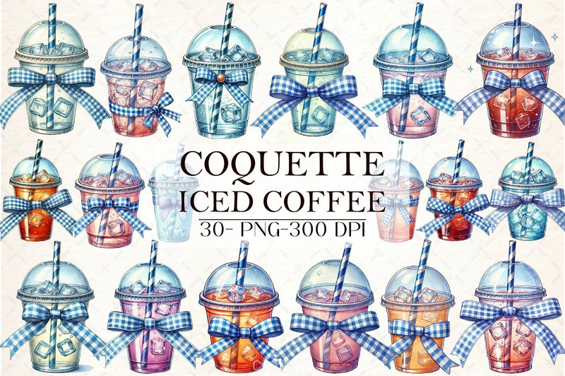 Coquette Iced Coffee Clipart Bundle - CraftNest - Digital Crafting and Art