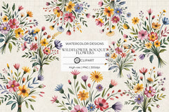 Wildflower Bouquet Flowers Clipart - CraftNest - Digital Crafting and Art