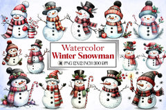 Christmas Snowman Clipart Bundle 9 - CraftNest - Digital Crafting and Art