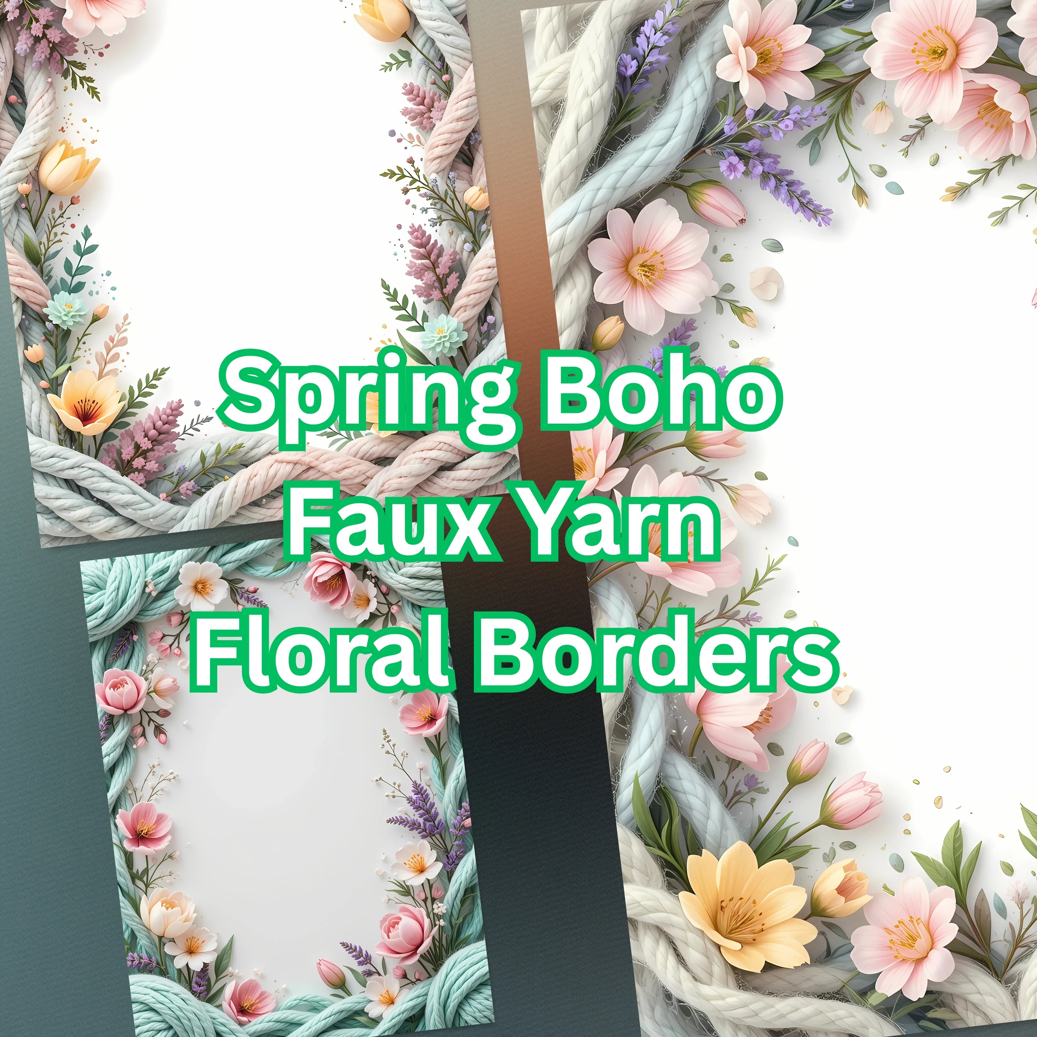 Spring Boho Faux Yarn Floral Borders Clipart Bundle - CraftNest - Digital Crafting and Art