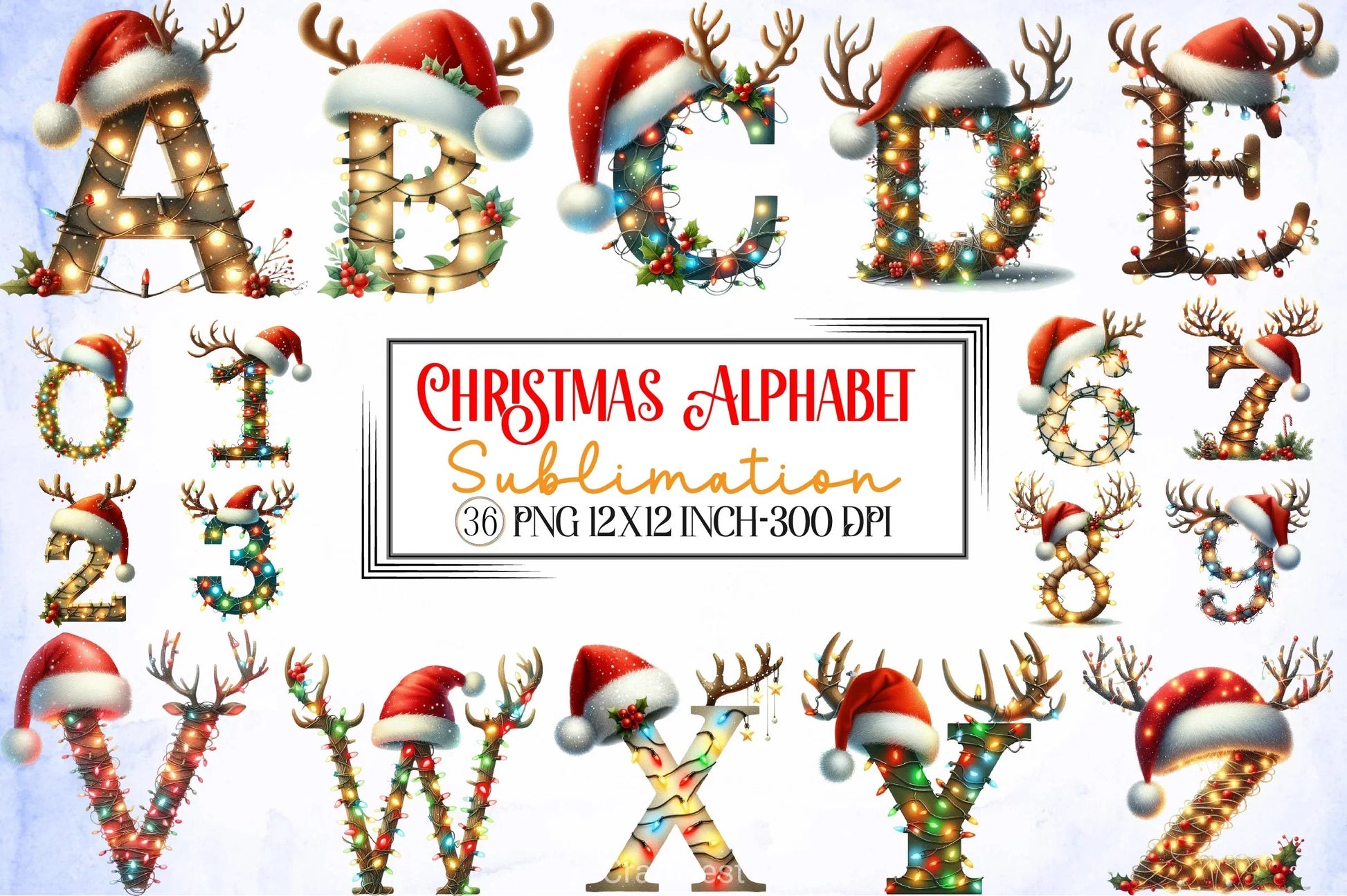 Christmas Alphabet Clipart Bundle - CraftNest - Digital Crafting and Art