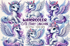 Cute Fairy Unicorn Clipart Bundle - CraftNest - Digital Crafting and Art