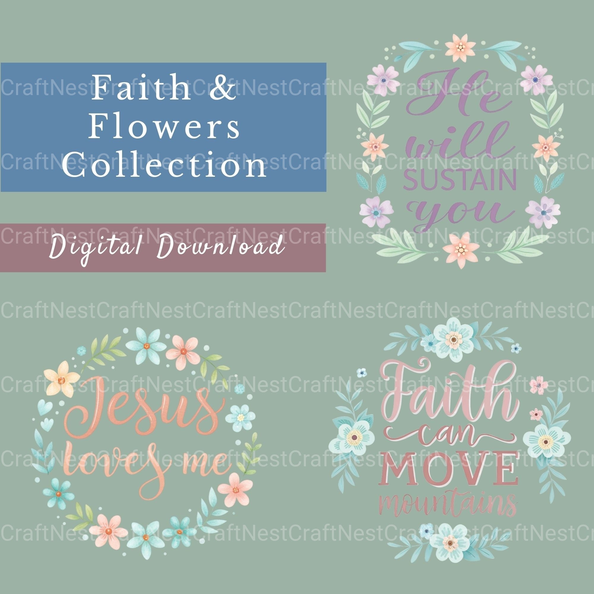 Faith & Flowers Clipart Bundle