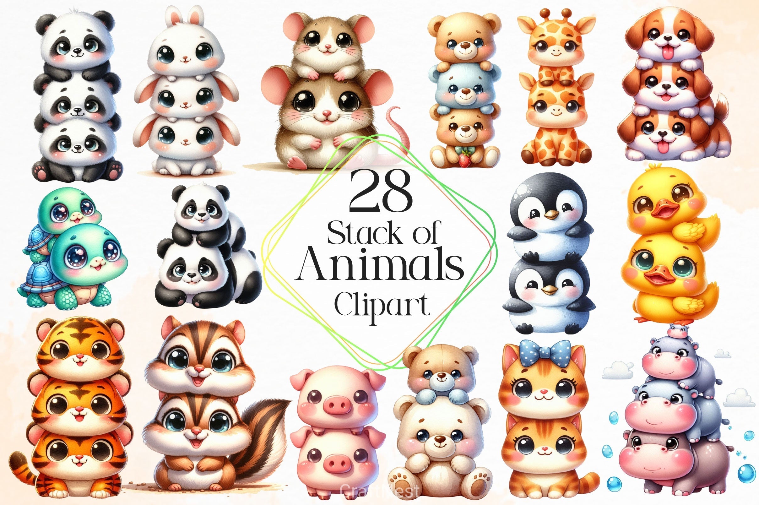 Stack Of Animals Clipart Bundle