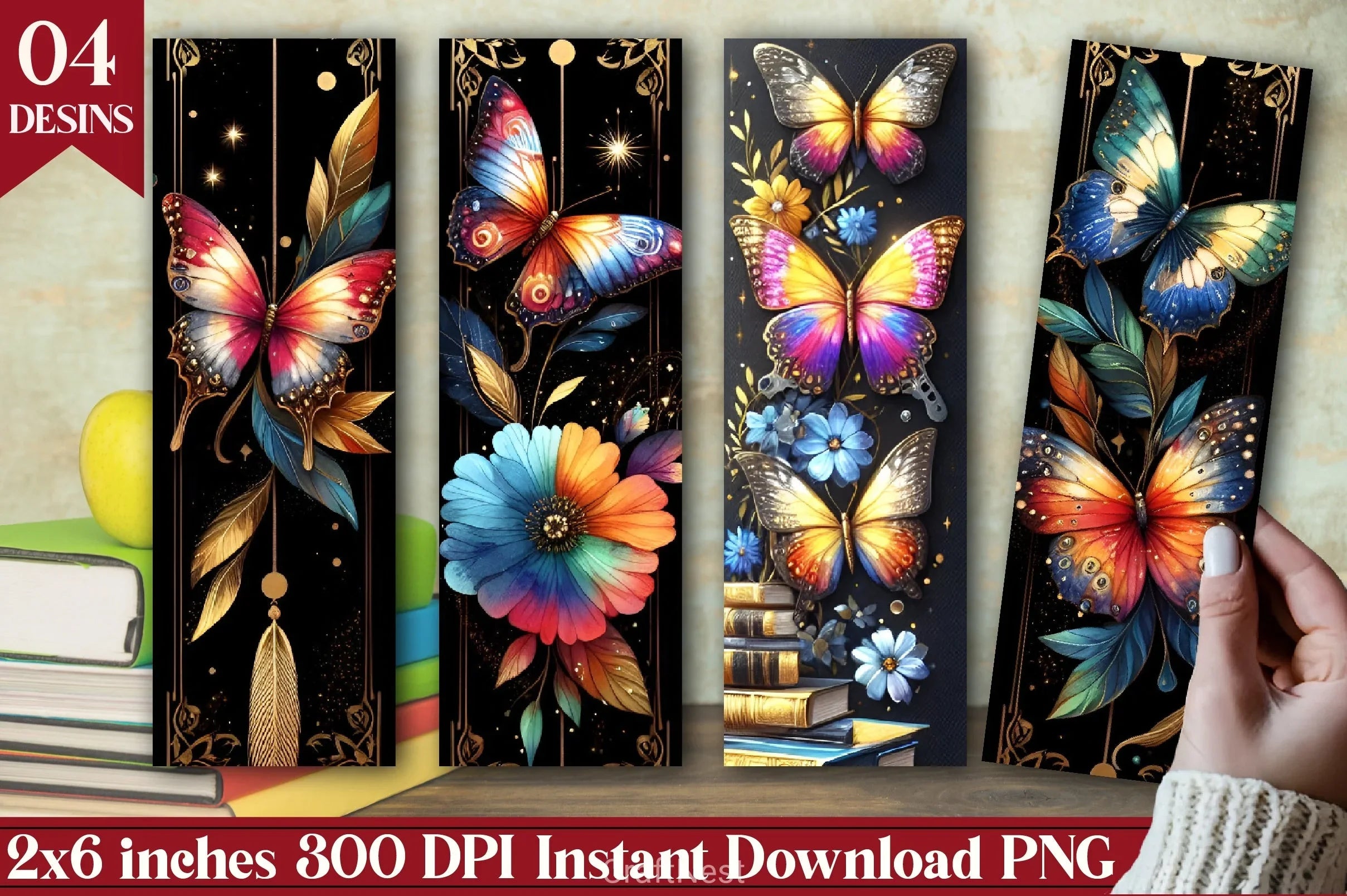 Butterfly Floral Bookmark Junk Journal 3 - CraftNest - Digital Crafting and Art