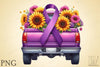 Purple Ribbon Cancer Truck Clipart Bundle