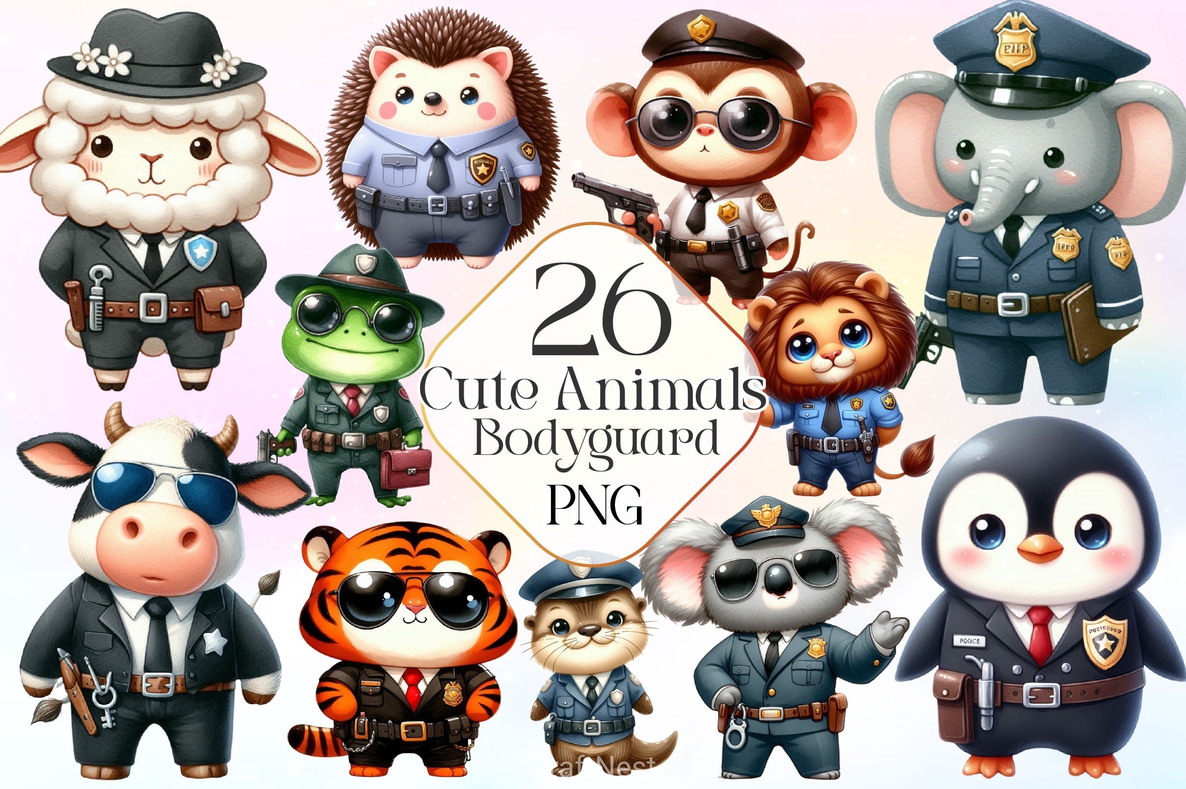 Cute Animals Bodyguard Animals Clipart Bundle