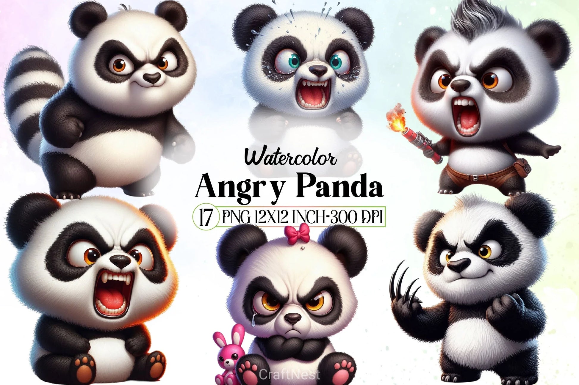 Angry Panda Clipart Bundle - CraftNest - Digital Crafting and Art
