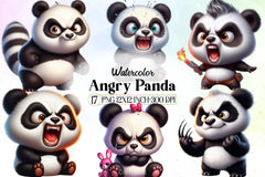 Angry Panda Clipart Bundle - CraftNest - Digital Crafting and Art