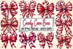 Candy Cane Bow Clipart Bundle - CraftNest - Digital Crafting and Art