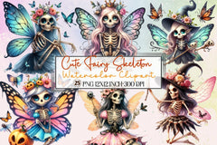 Cute Fairy Skeleton Clipart Bundle - CraftNest - Digital Crafting and Art