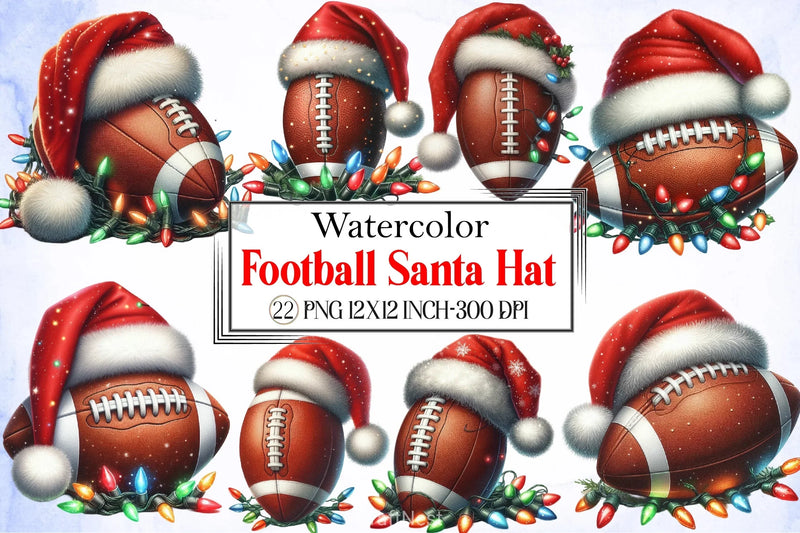 Football Santa Hat Clipart Bundle - CraftNest - Digital Crafting and Art