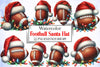 Football Santa Hat Clipart Bundle