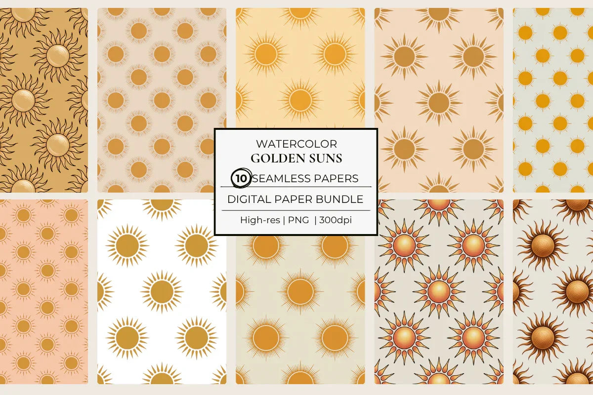 Golden Sun Seamless Papers - CraftNest - Digital Crafting and Art