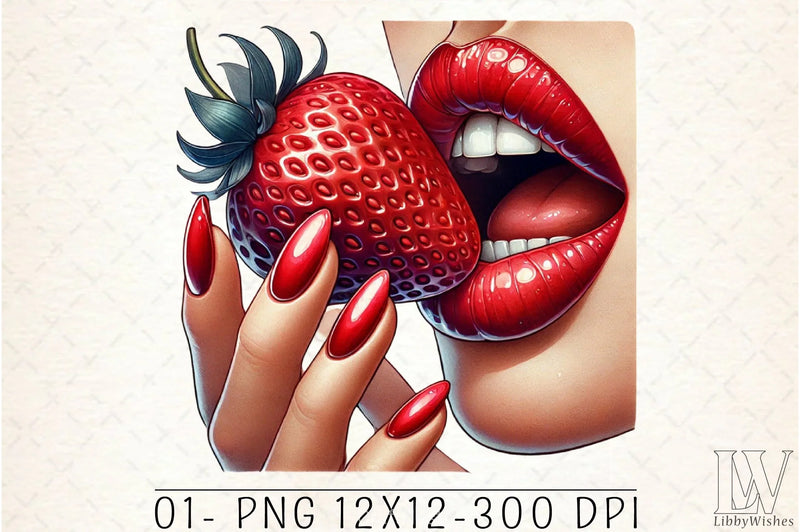 Glossy Red Lips & Strawberry Clipart Bundle 4 - CraftNest - Digital Crafting and Art