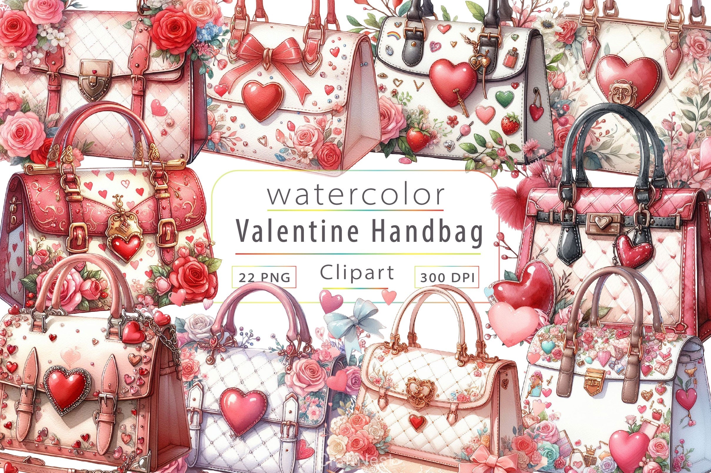 Valentine Handbag Clipart Bundle