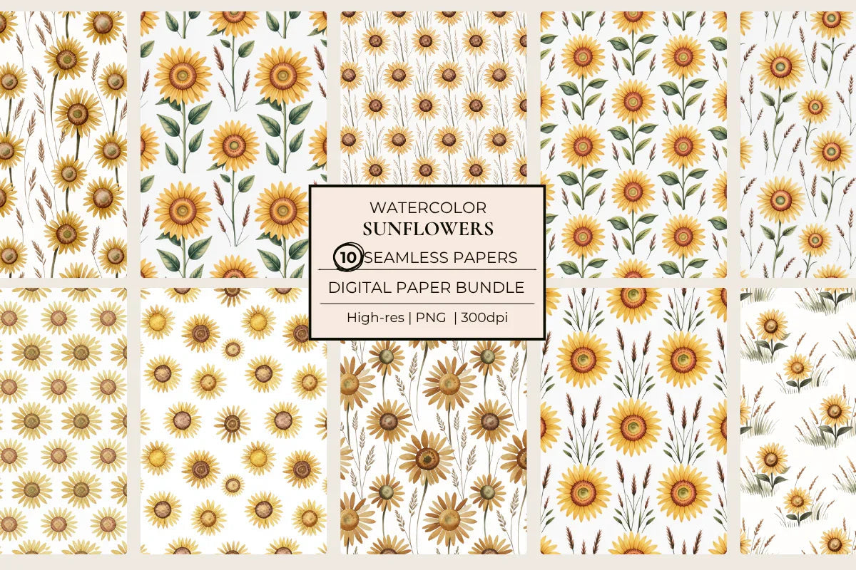 Sunflower Seamless Papers - CraftNest - Digital Crafting and Art